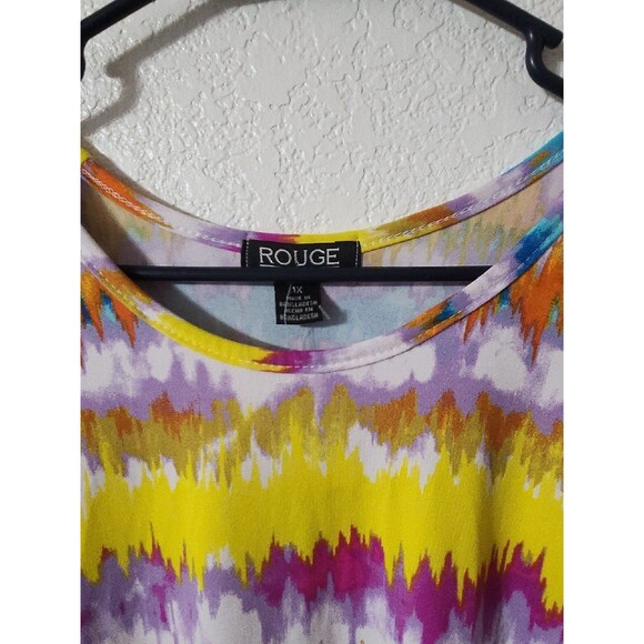 New Tie Dye Dress Women's 1X Plus Stretch Rainbow Multicolored Travel Rogue - Picture 3 of 9